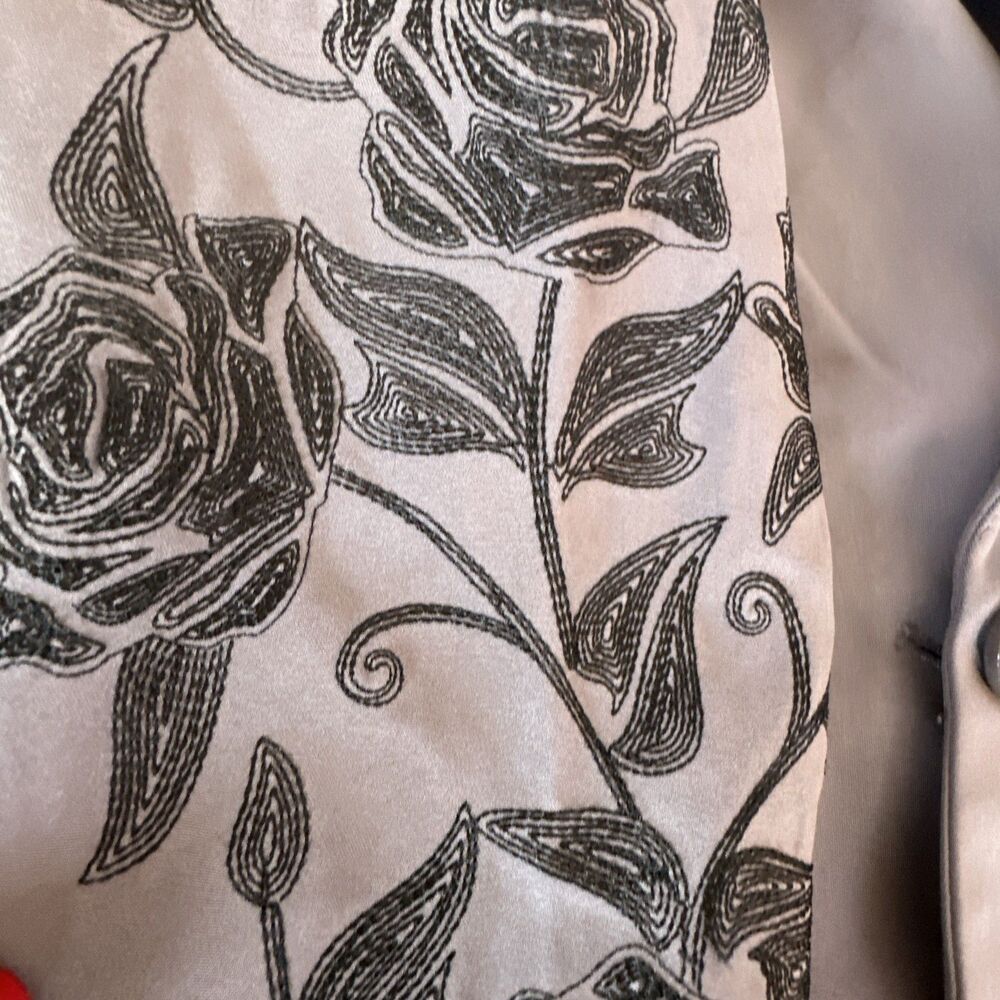 DG2 Diane Gilman Floral Embroidered Gabardine Blazer Jacket Slate Size M - Picture 6 of 16